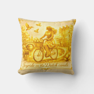 Gold Amsterdam Arched Bridges Charm Throw Pillow