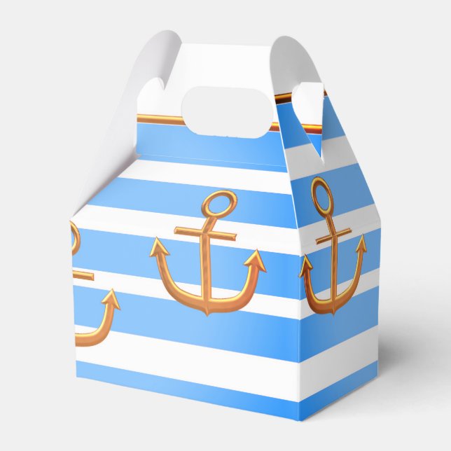 gold anchor blue white background favor box (Front Side)