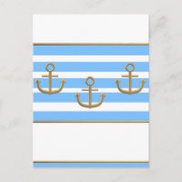 gold anchor blue white background
