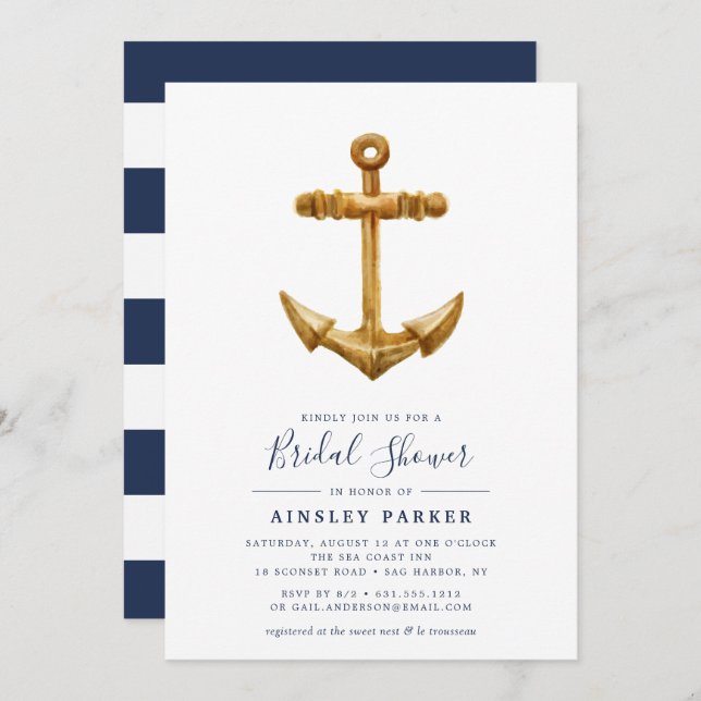 Gold Anchor | Bridal Shower Invitation (Front/Back)