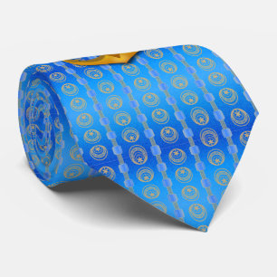 Gold Anchor Cerulean Blue Tie