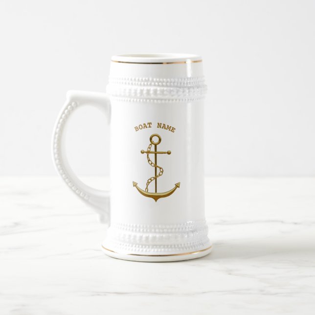 Gold Anchor Custom Nautical Beer Stein (Left)