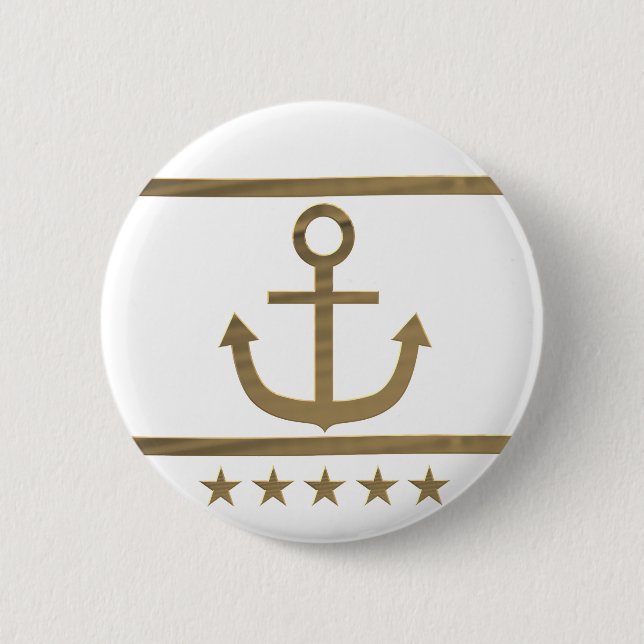 gold anchor happiness symbol 2 inch round button (Front)