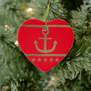 gold anchor happiness symbol ceramic ornament