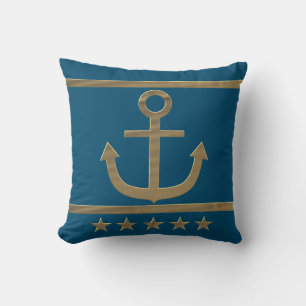 gold anchor happiness symbol ceramic ornament throw pillow