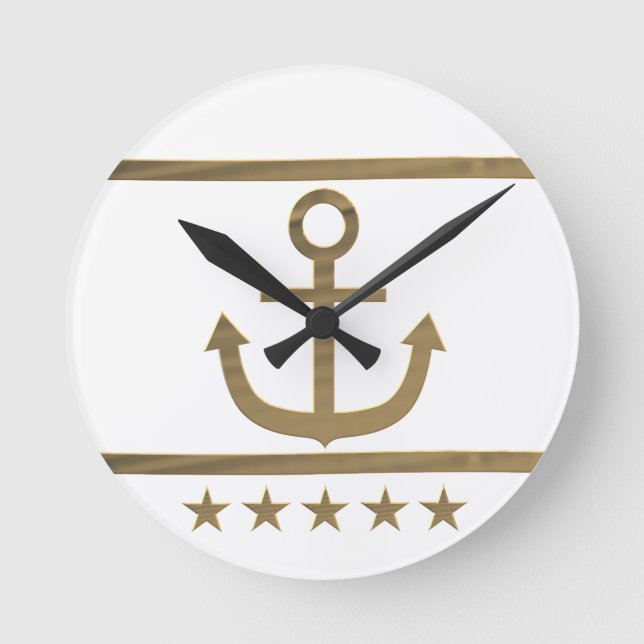 gold anchor happiness symbol round clock (Front)
