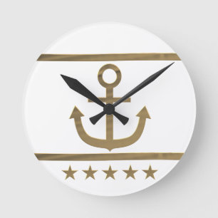 gold anchor happiness symbol round clock