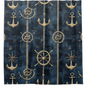 Gold Anchor & Helm Nautical Pattern