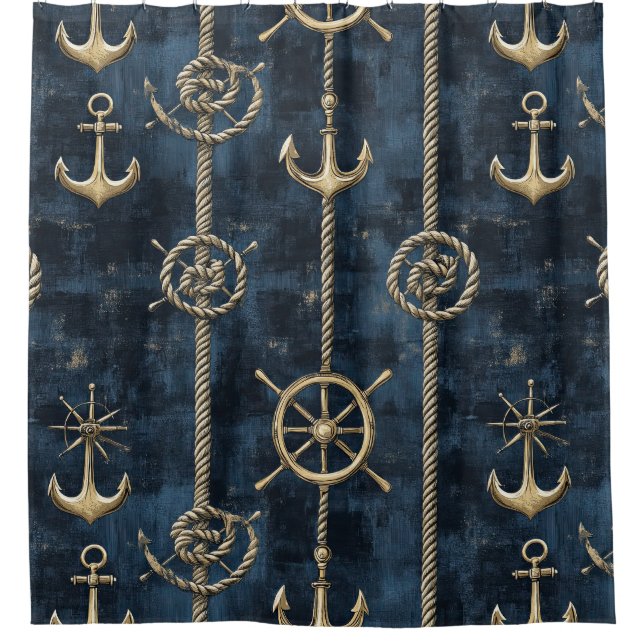 Gold Anchor & Helm Nautical Pattern (Front)