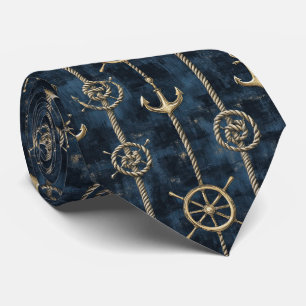 Gold Anchor & Helm Nautical Pattern Tie