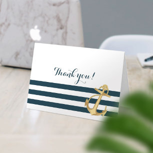 Gold Anchor Nautical Baby Shower Thank You