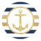 Gold Anchor Nautical Navy Stripes Envelope Seal