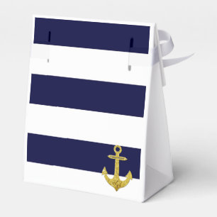 Gold anchor nautical stripes favor box