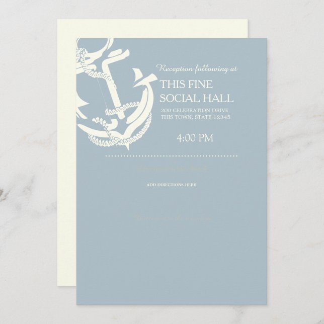 Gold Anchor Nautical Wedding Accommodations Invitation (Front/Back)