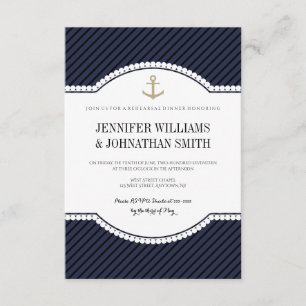 Gold anchor navy rehearsal dinner invitations
