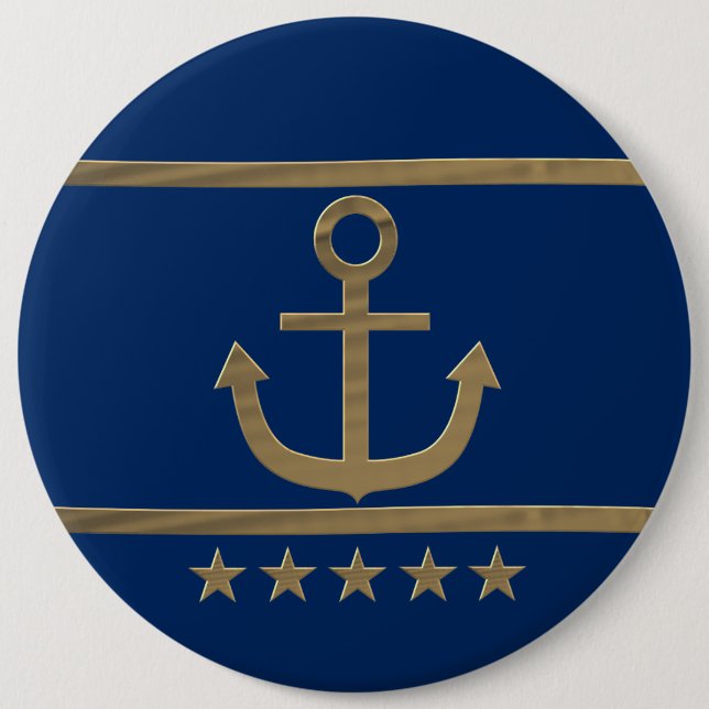 gold anchor on navy blue background 6 inch round button (Front)