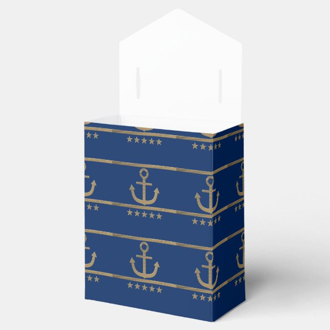 gold anchor on navy blue background favor box (Opened)