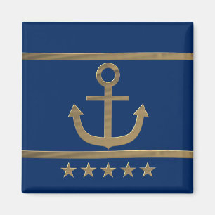gold anchor on navy blue background magnet