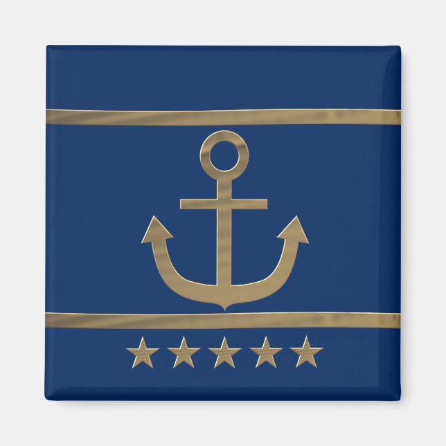 gold anchor on navy blue background magnet (Front)