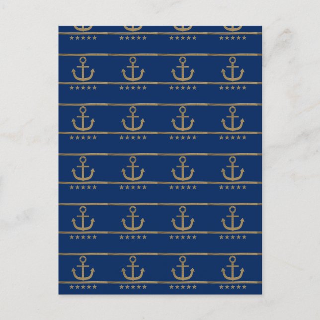 gold anchor on navy blue background postcard (Front)