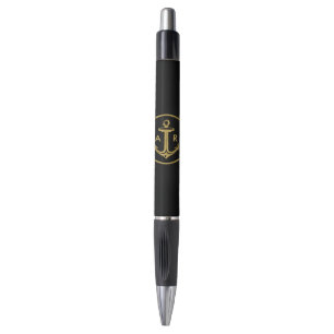 Gold anchor with initials   Nautical Gifts Pen