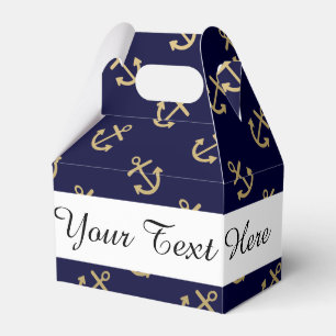 Gold Anchors Navy Blue Background Pattern Favor Box