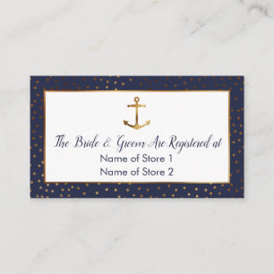 Gold Ancre Confetti, Mariage de la marine Cartes d