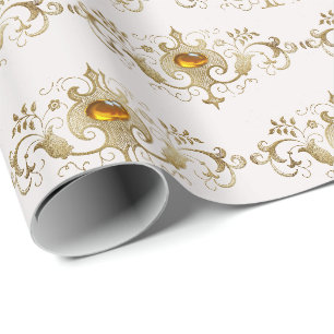 Gold and Amber Jewels Wrapping Paper