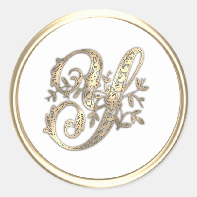 Gold and Any Colour Ornate Initial Monogram Y Classic Round Sticker (Front)