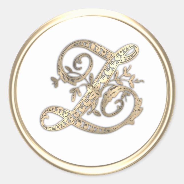 Gold and Any Colour Ornate Initial Monogram Z Classic Round Sticker (Front)