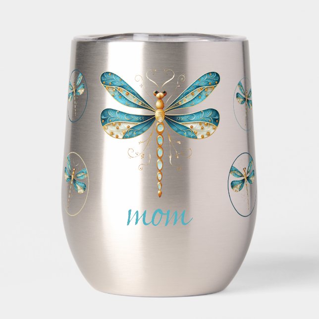 Gold and Aqua Dragonflies Collage (Back)