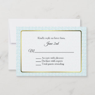 Gold and Aqua Frame Wedding RSVP Card
