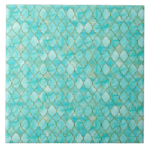 Gold and Aqua Maroccan pattern Tile