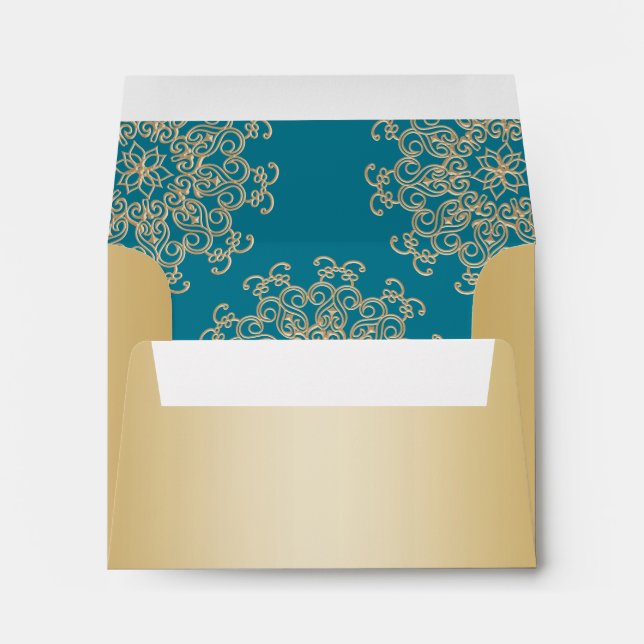 Gold and Aquamarine Indian Style Envelopes (Back (Bottom))