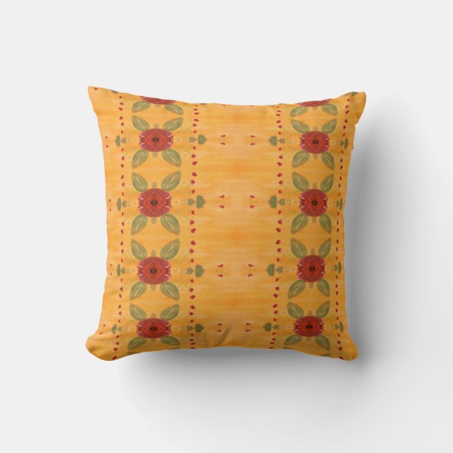 Gold and Barn Red Throw Pillow (Front)