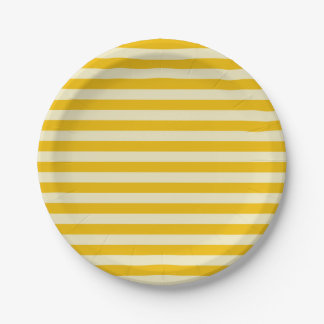 Gold and Beige Stripes Paper Plate