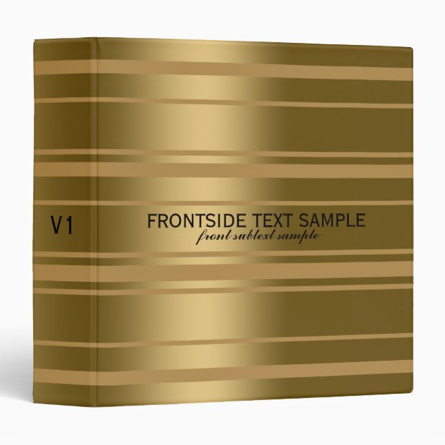 Gold And Beige Stripes Template Binder (Front/Spine)
