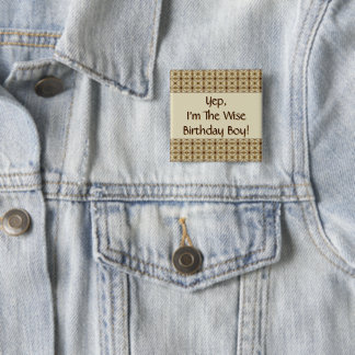 Gold And Beige With Dark Brown 2 Inch Square Button