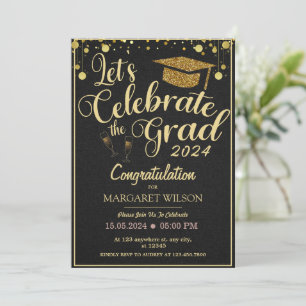 Gold and black 2024 Graduation Invitation