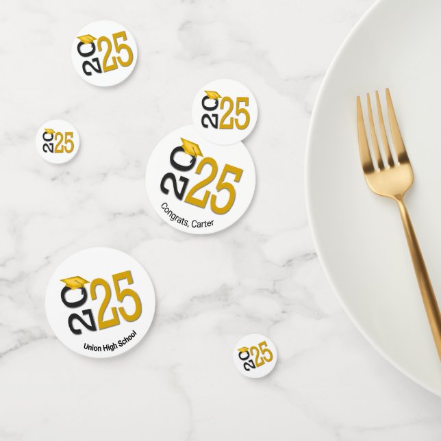 Gold and Black 2025 Graduation  Confetti (Group)