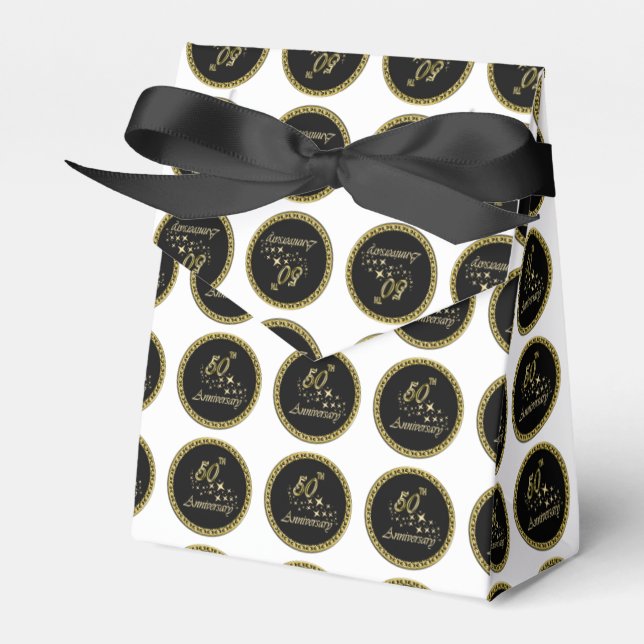 Gold and black 50th Anniversary Celebration Favor Box (Front Side)