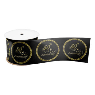 Gold and black 50th Anniversary Celebration Satin Ribbon