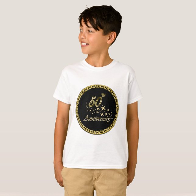 Gold and black 50th Anniversary Celebration T-Shirt (Front Full)