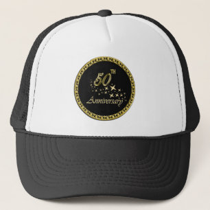 Gold and black 50th Anniversary Celebration Trucker Hat