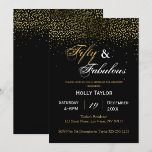 Gold and Black 50th birthday invitation