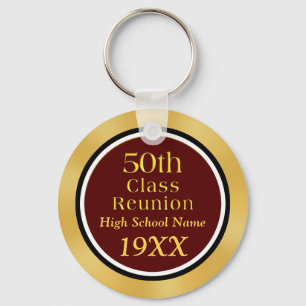 Gold and Black 50th Class Reunion Gift Ideas Keychain