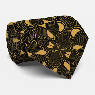 Gold and Black Abstract Art Deco Tie