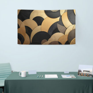 Gold and Black Abstract Geometric Pattern Banner