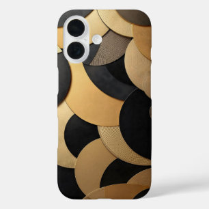 Gold and Black Abstract Geometric Pattern iPhone 16 Case