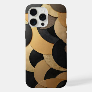 Gold and Black Abstract Geometric Pattern iPhone 15 Pro Max Case